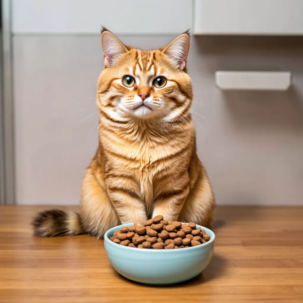 Image of a cat eating a healthy meal