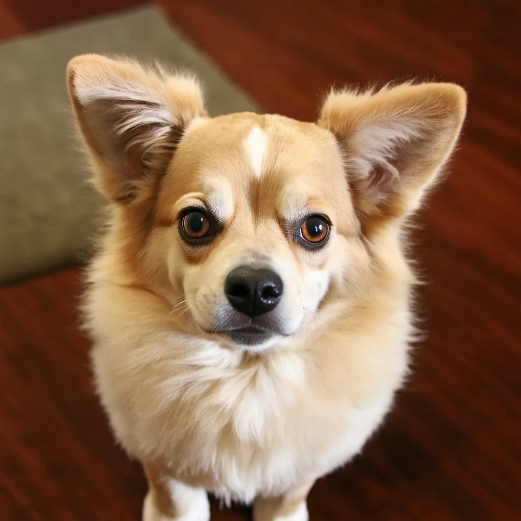 A cute and friendly dog with a fluffy coat and floppy ears