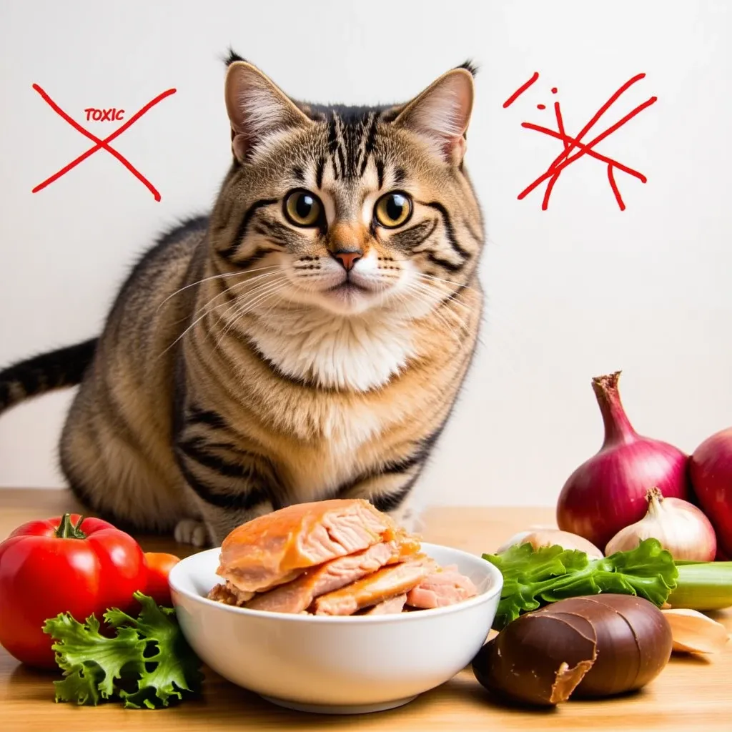 Cat eating healthy food