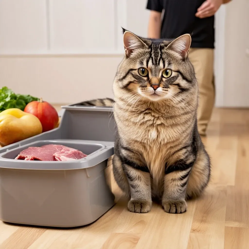 A cat on a raw diet with improved stool quality and frequency