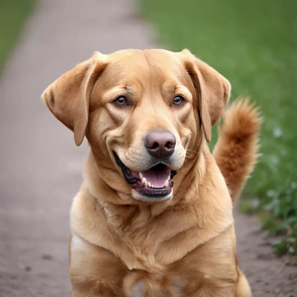 A photo of a happy Labrador Retriever