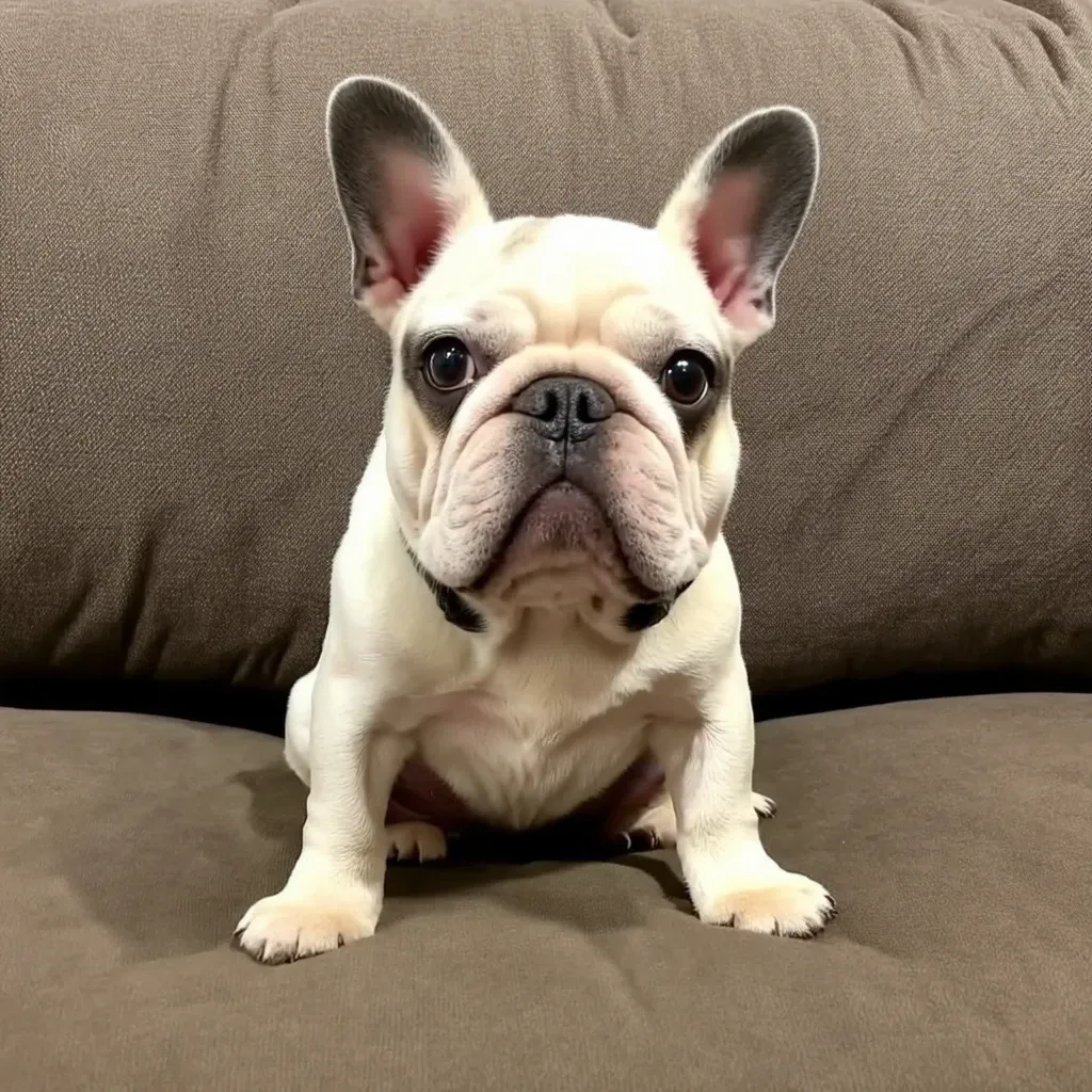 French Bulldog sitting on a couch