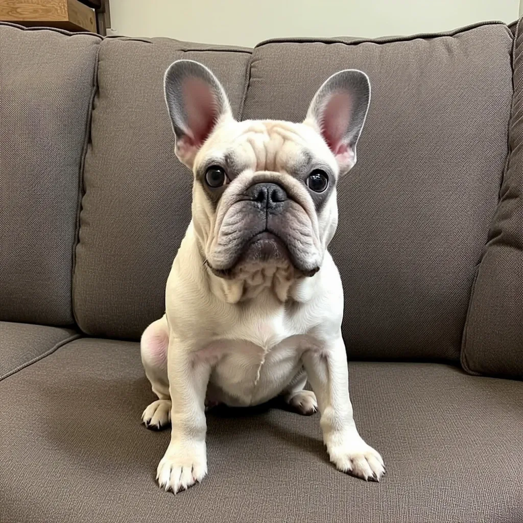 French Bulldog sitting on a couch