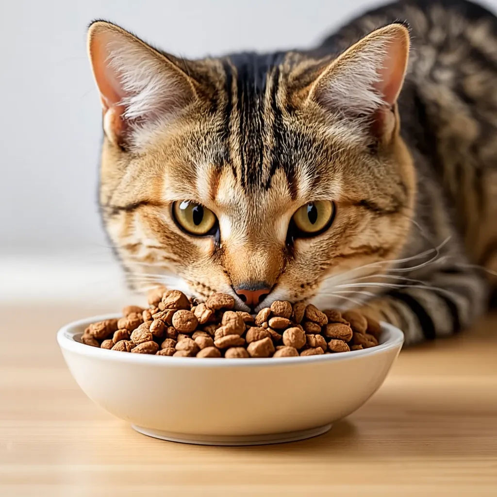 Image of a cat eating food