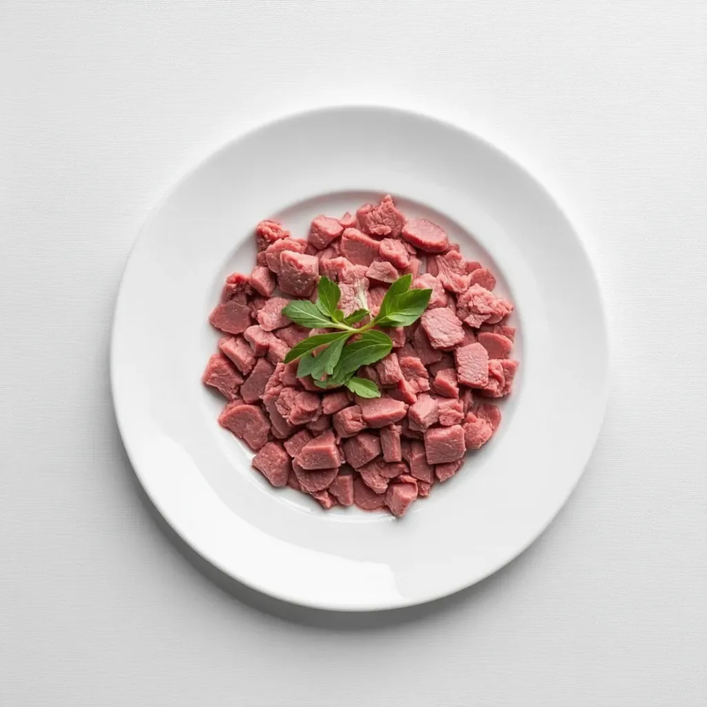 Raw cat food on a plate