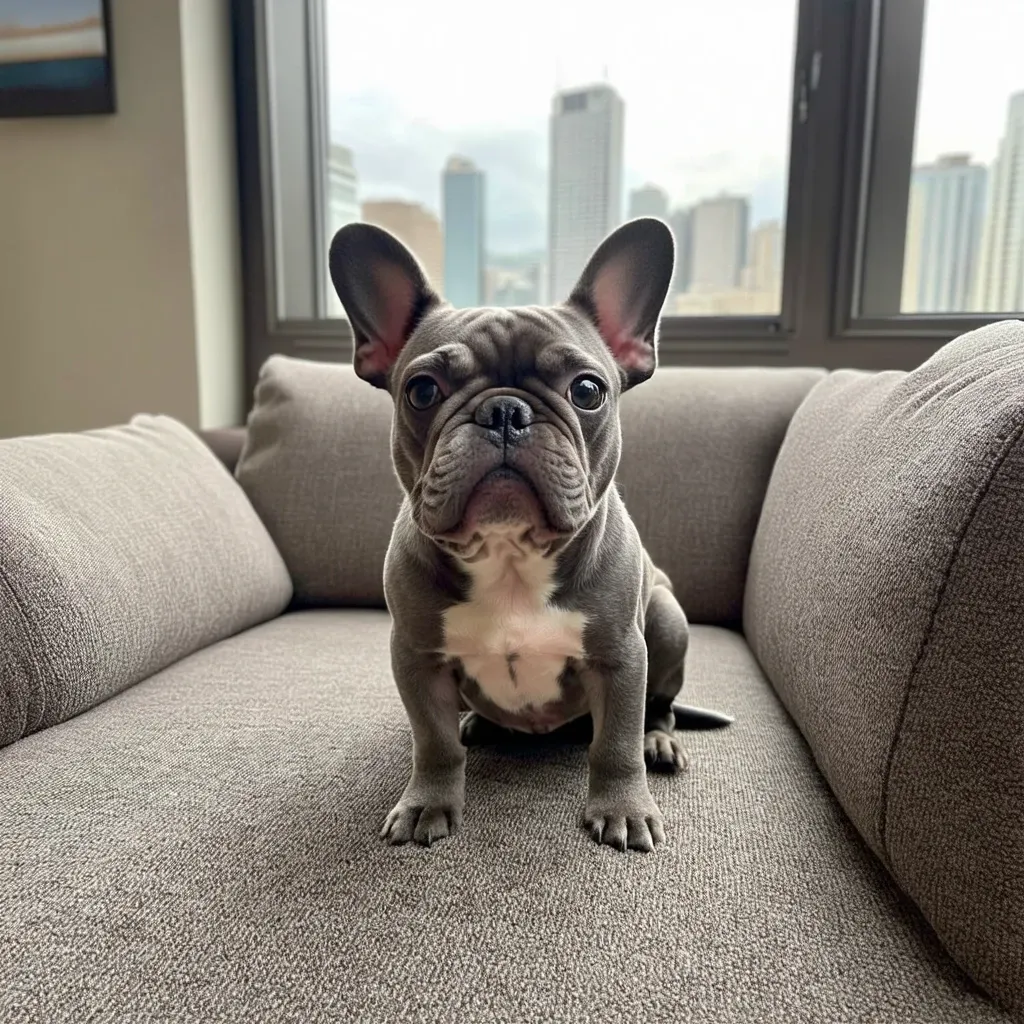 French Bulldog sitting on a couch