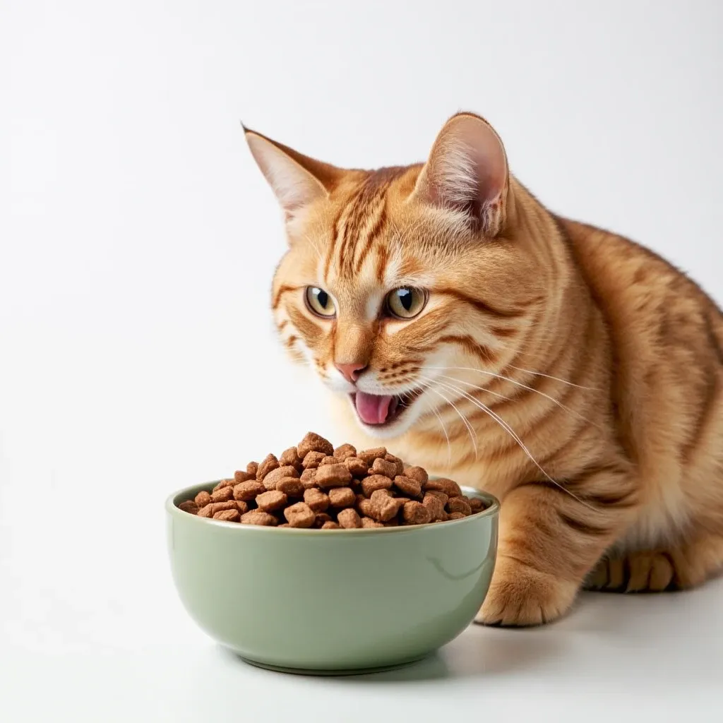 Image of a cat eating healthy food