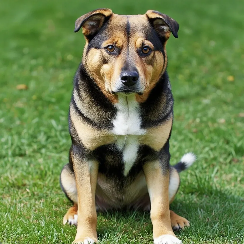 A picture of a dog with a stubborn expression