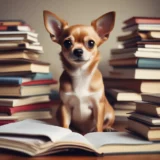 Chihuahua sitting on a couch, looking intelligent