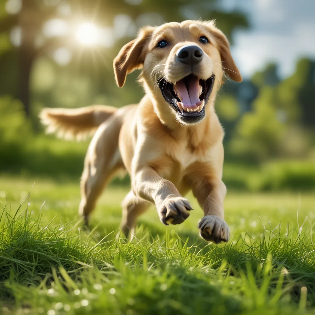 A happy Labrador Retriever playing fetch