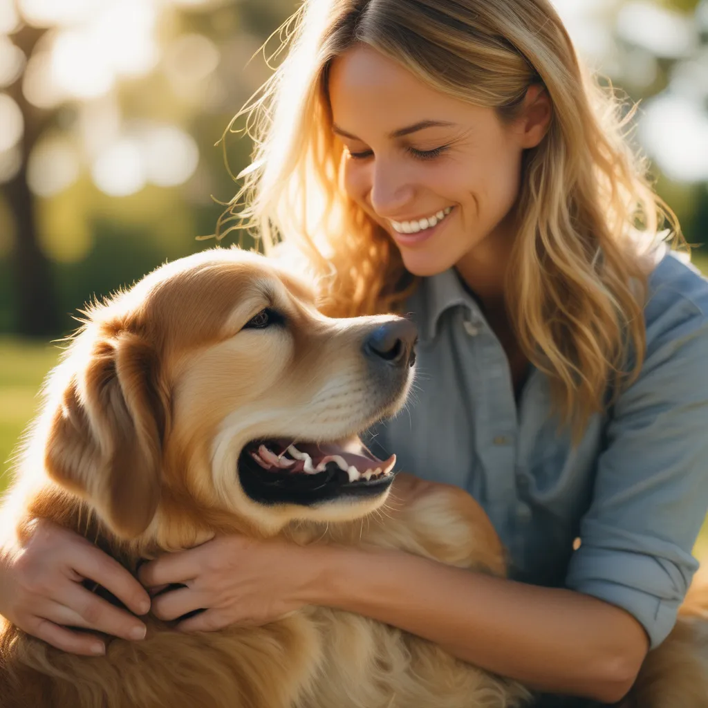 A happy dog and its owner