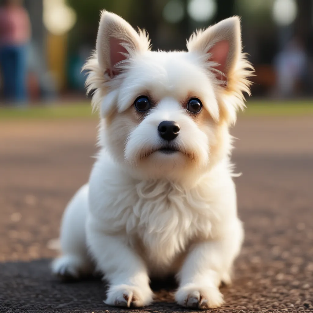 A cute dog with big eyes and a round face