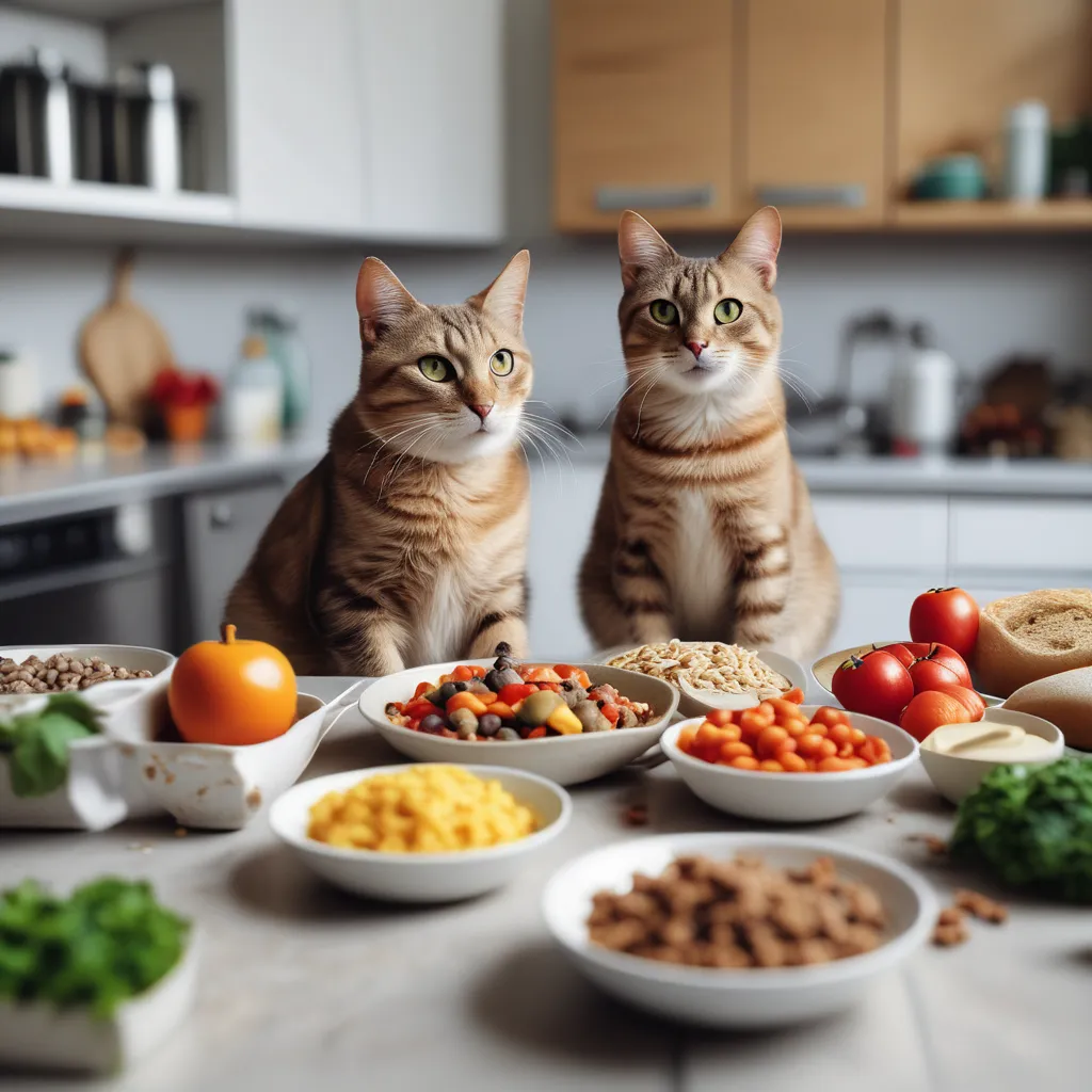 cat eating healthy food