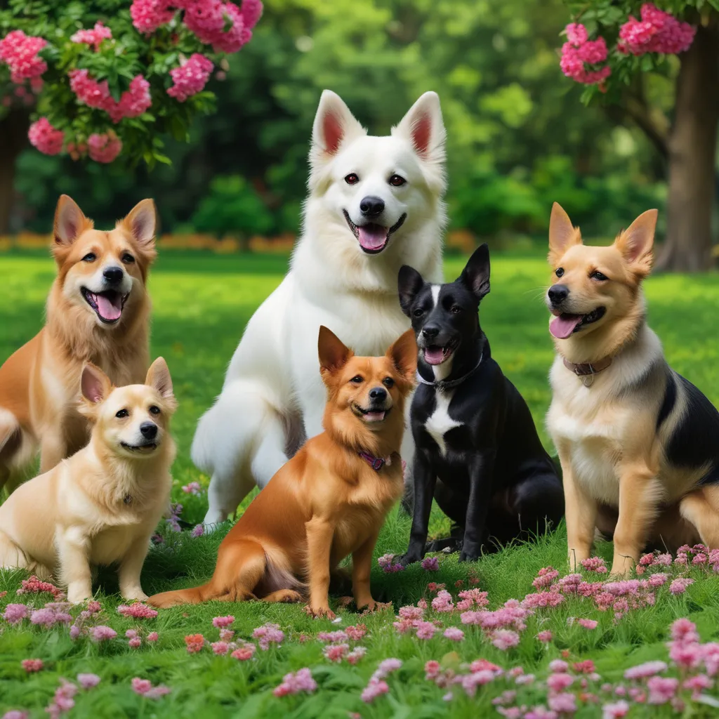 A photo of a diverse group of dog breeds