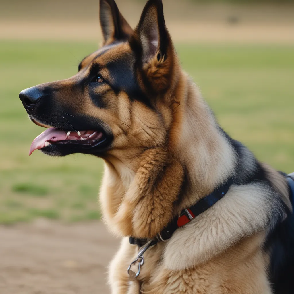 A well-trained dog obeying commands