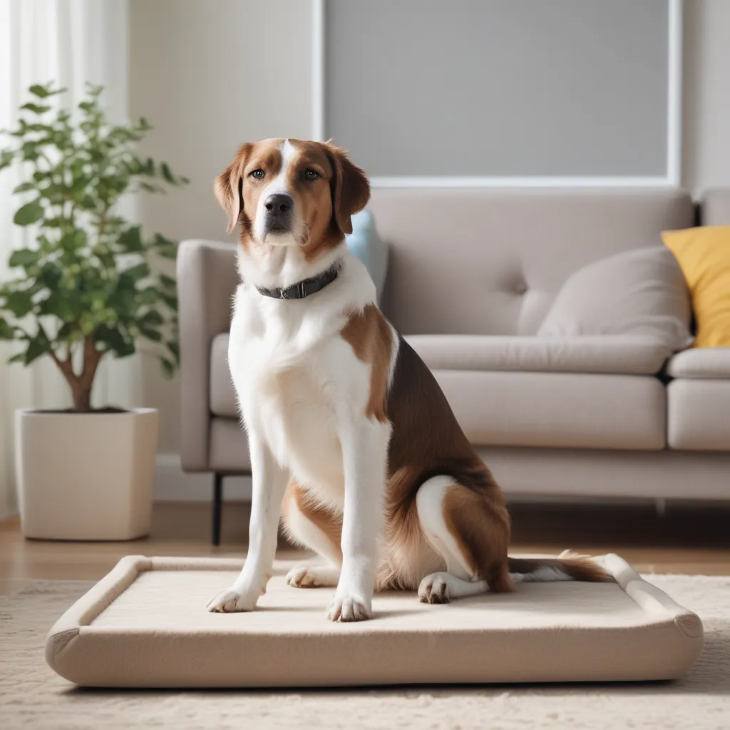 A happy dog in a house