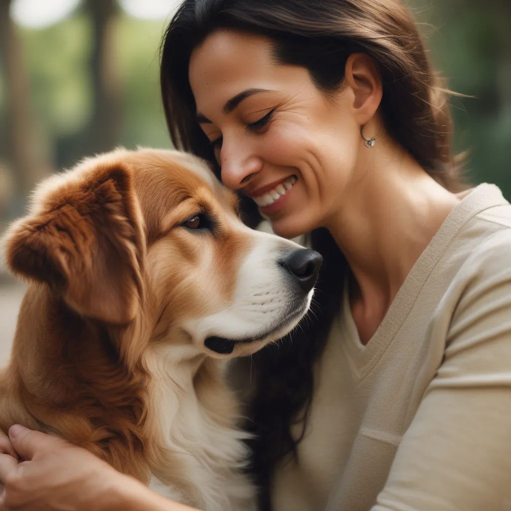 A happy dog and its owner