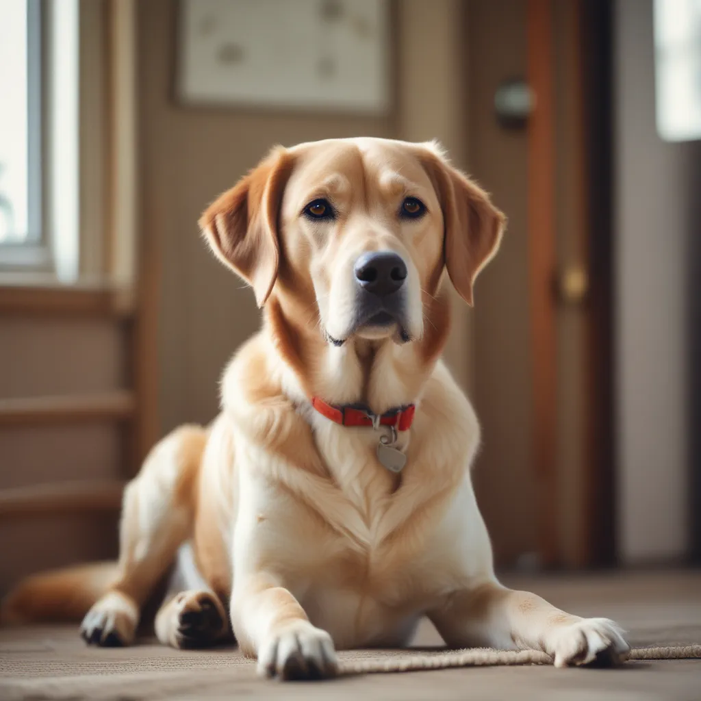 A polite dog sitting calmly