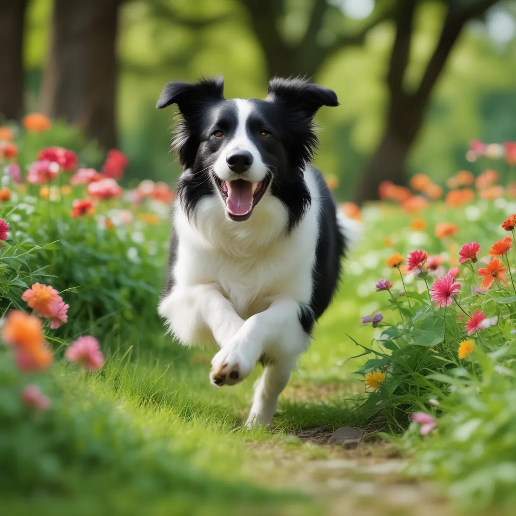 A happy dog in a park