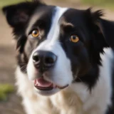 A curious dog looking up at its owner