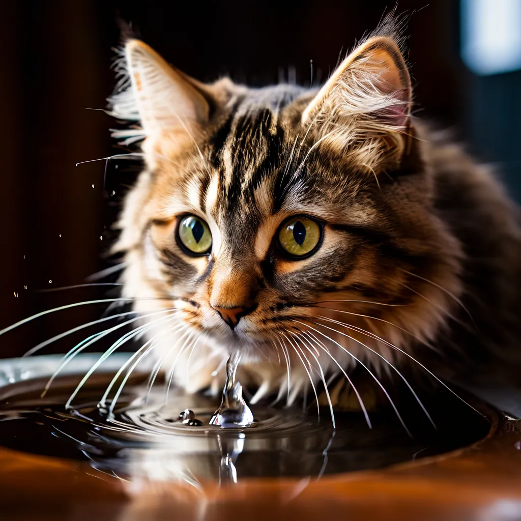 cat drinking water