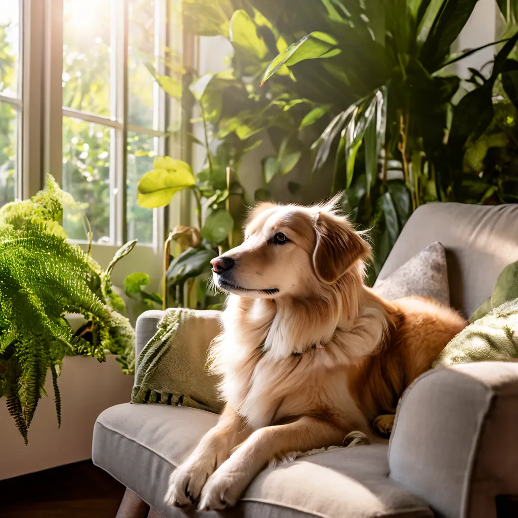 A calm dog in a peaceful environment