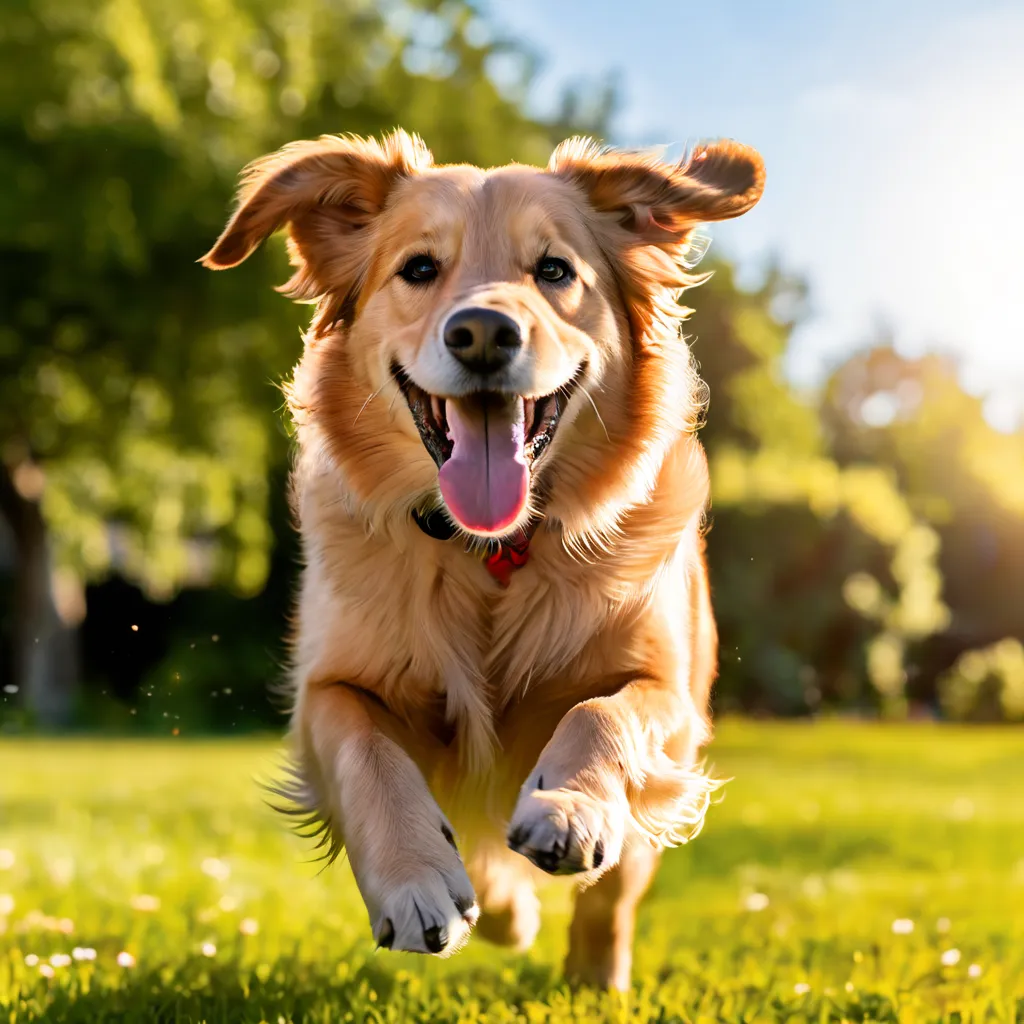 A happy dog playing with a ball