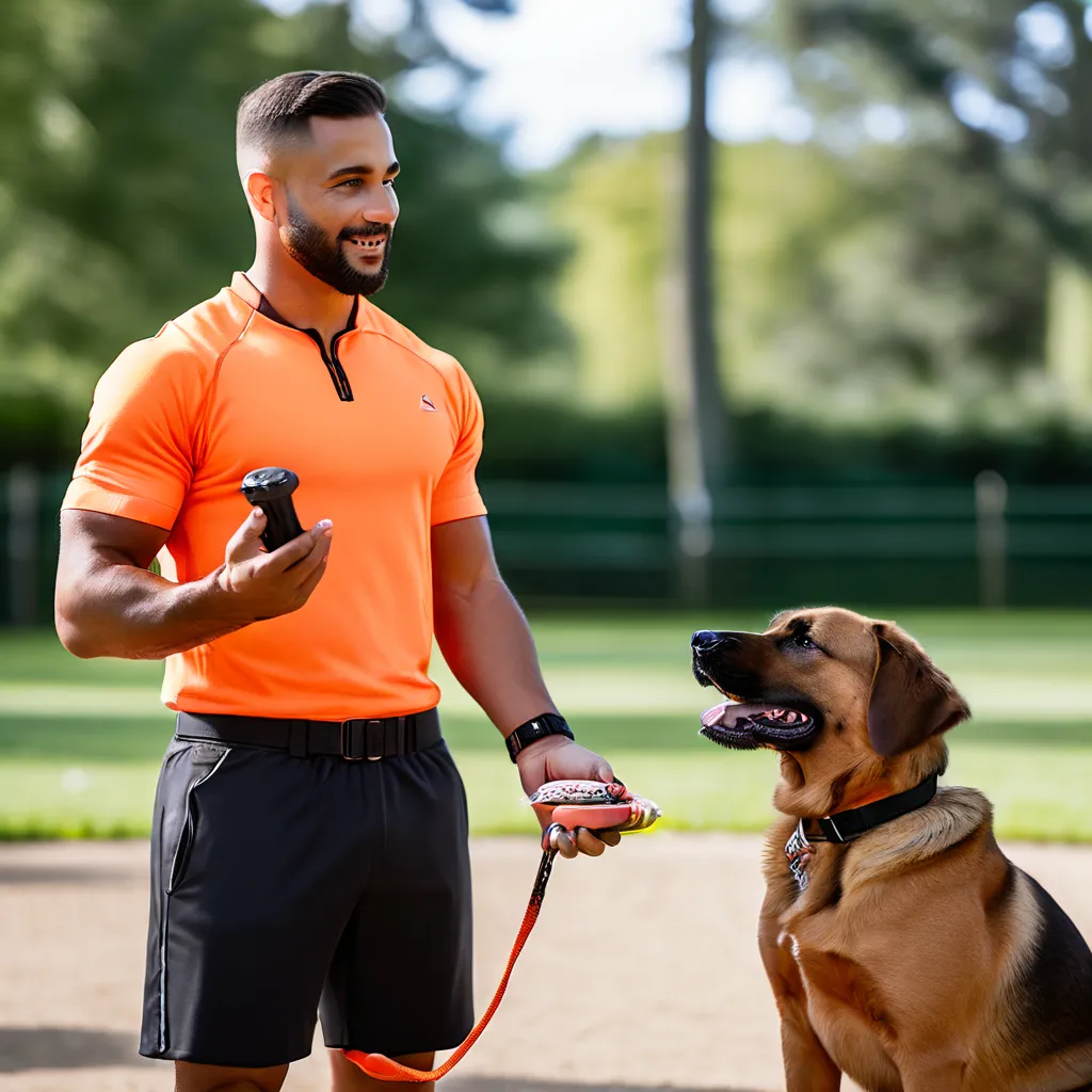 A dog training session in progress