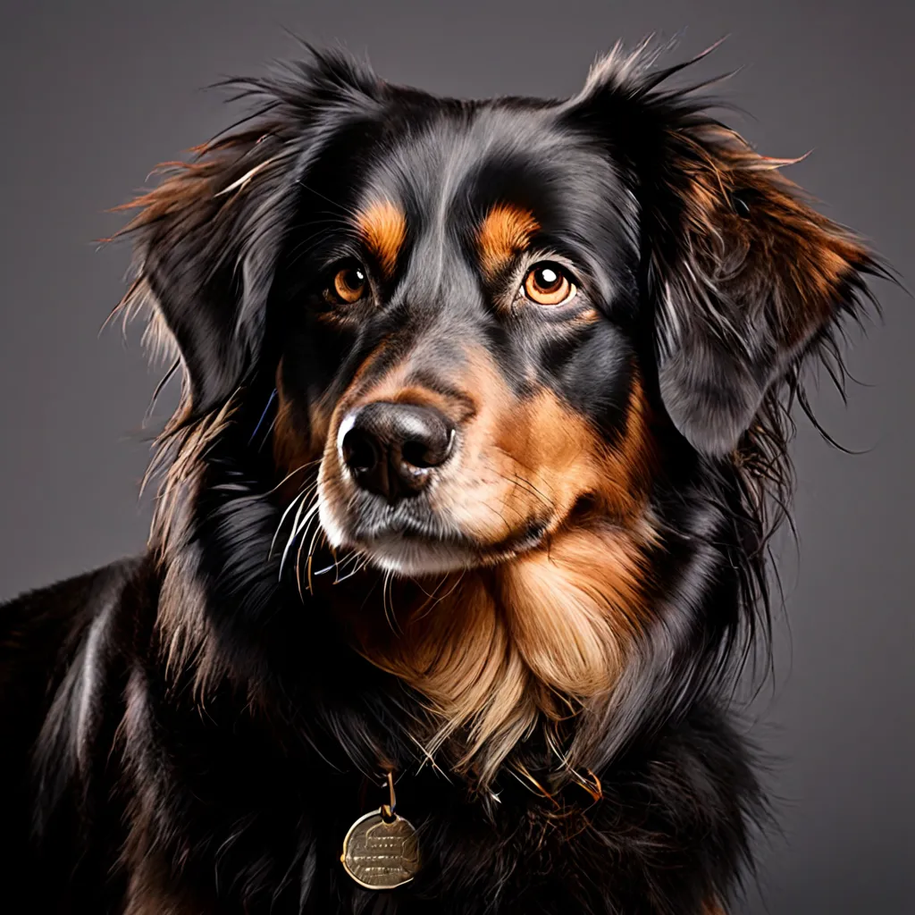 A dog with a shiny, healthy coat