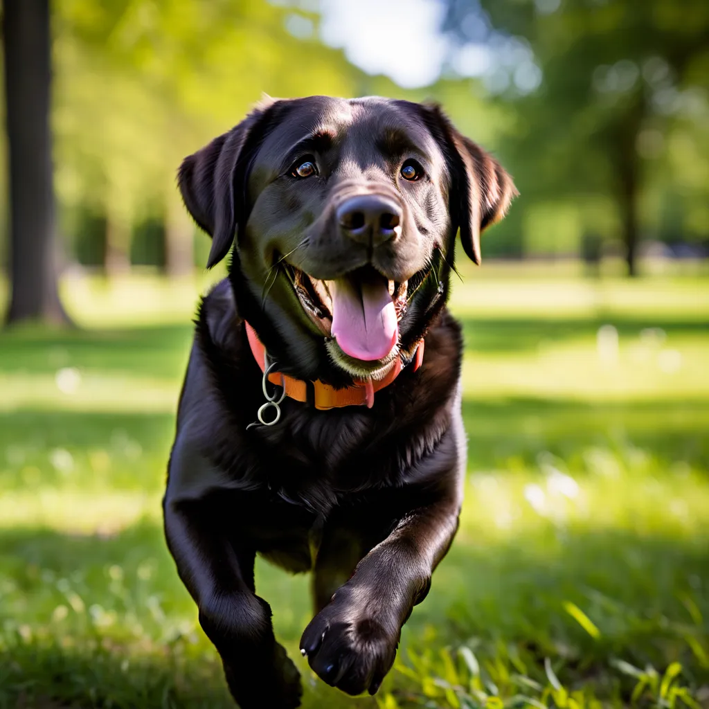 Labrador Retriever playing with its owner