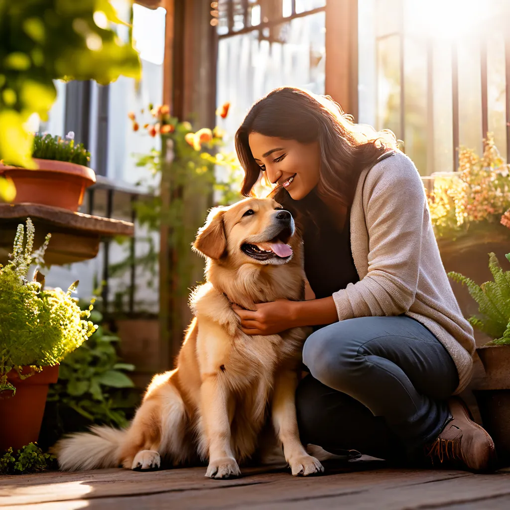 A happy dog and its owner