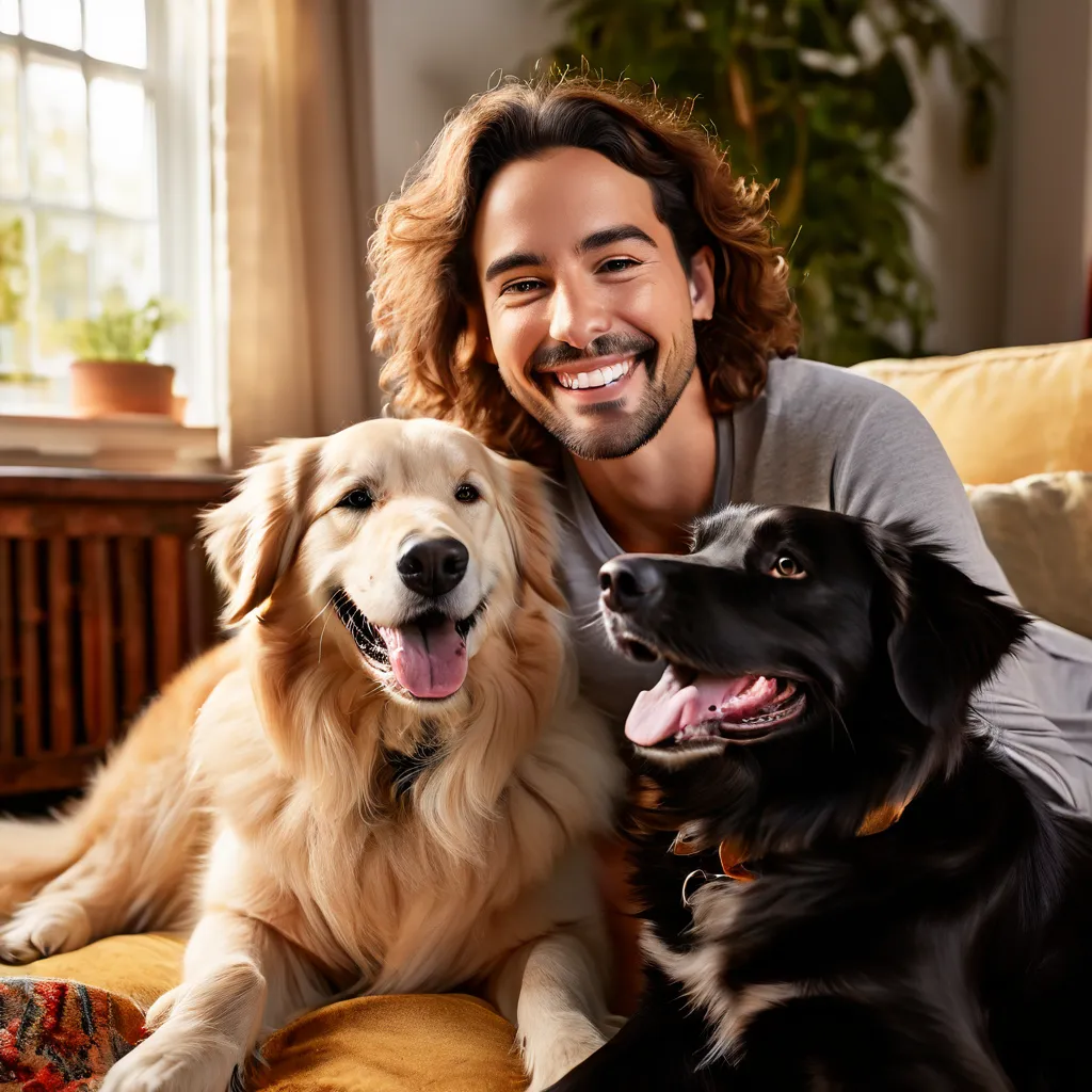 A happy dog and its owner