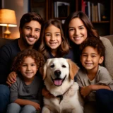 A happy family with their dog