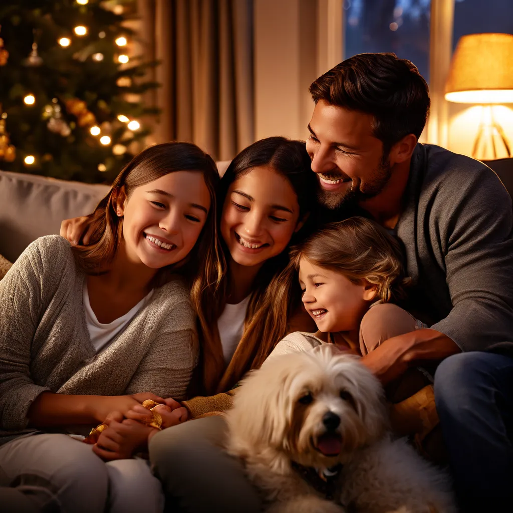 A happy family with their dog