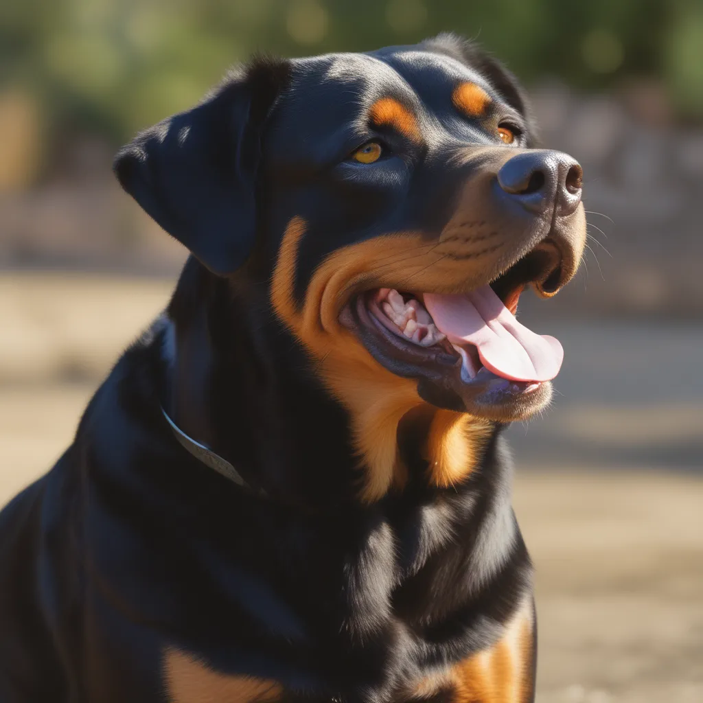 A photo of a Rottweiler