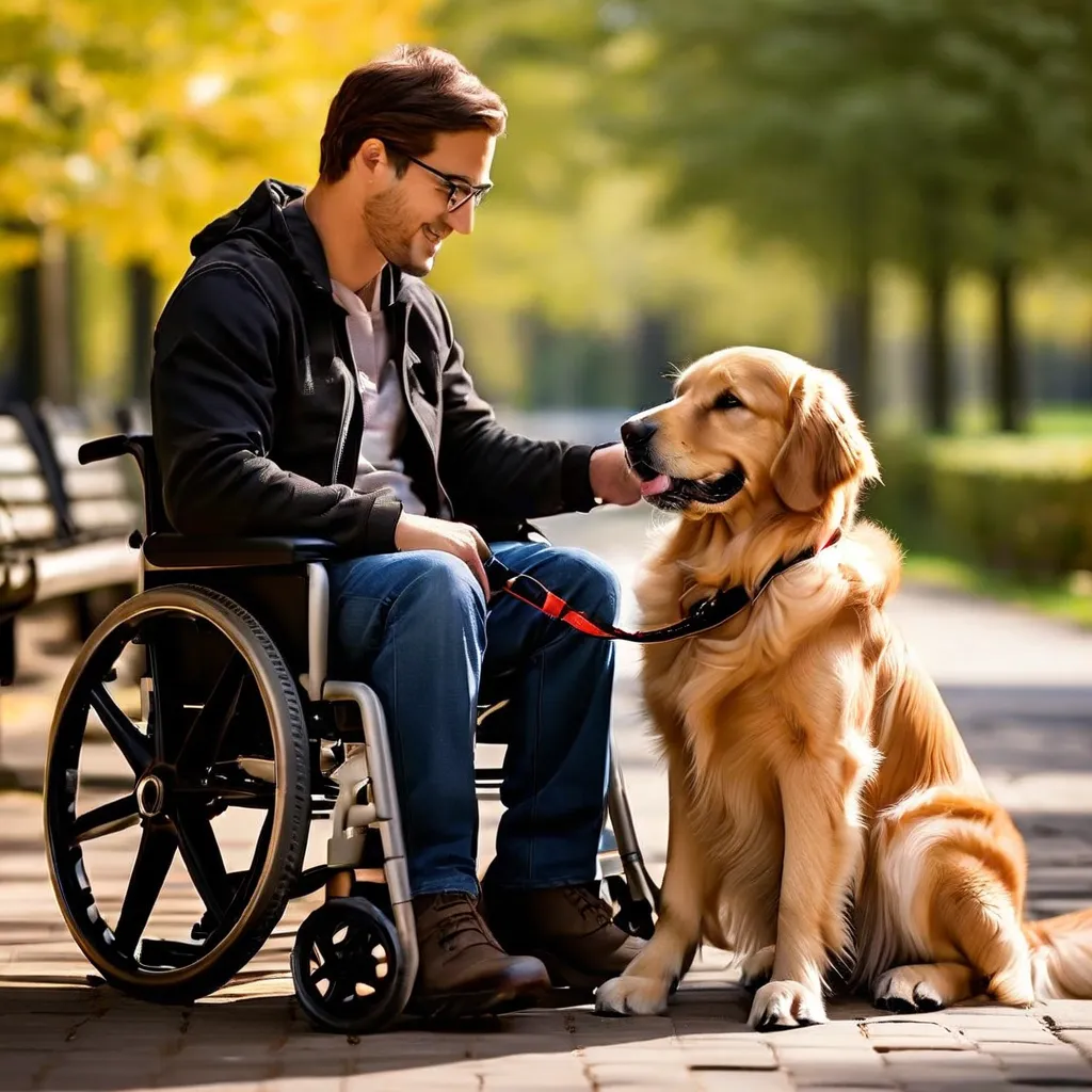 Image of a dog assisting a person with a disability