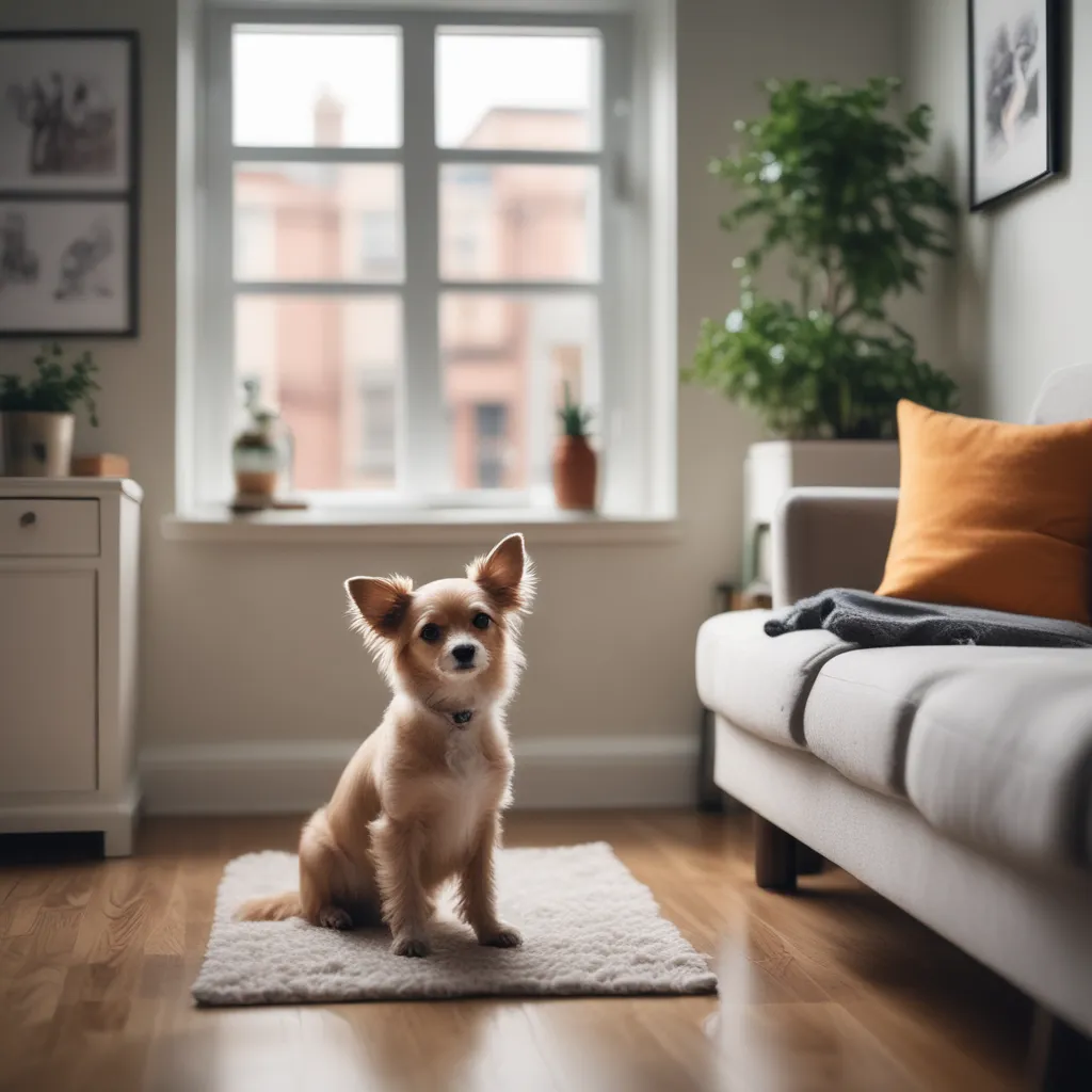 A small dog in a tiny apartment