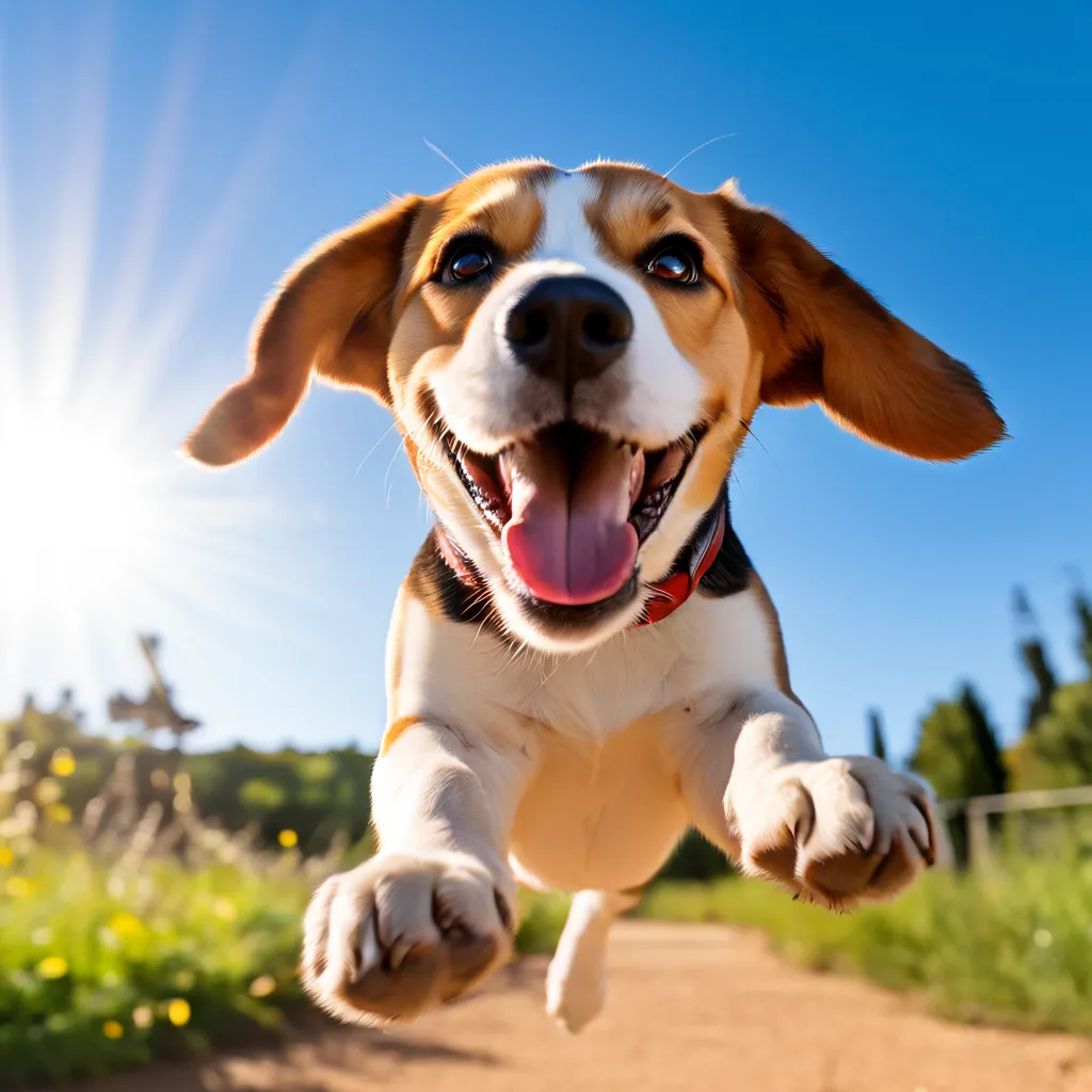 Beagle playing with its owner