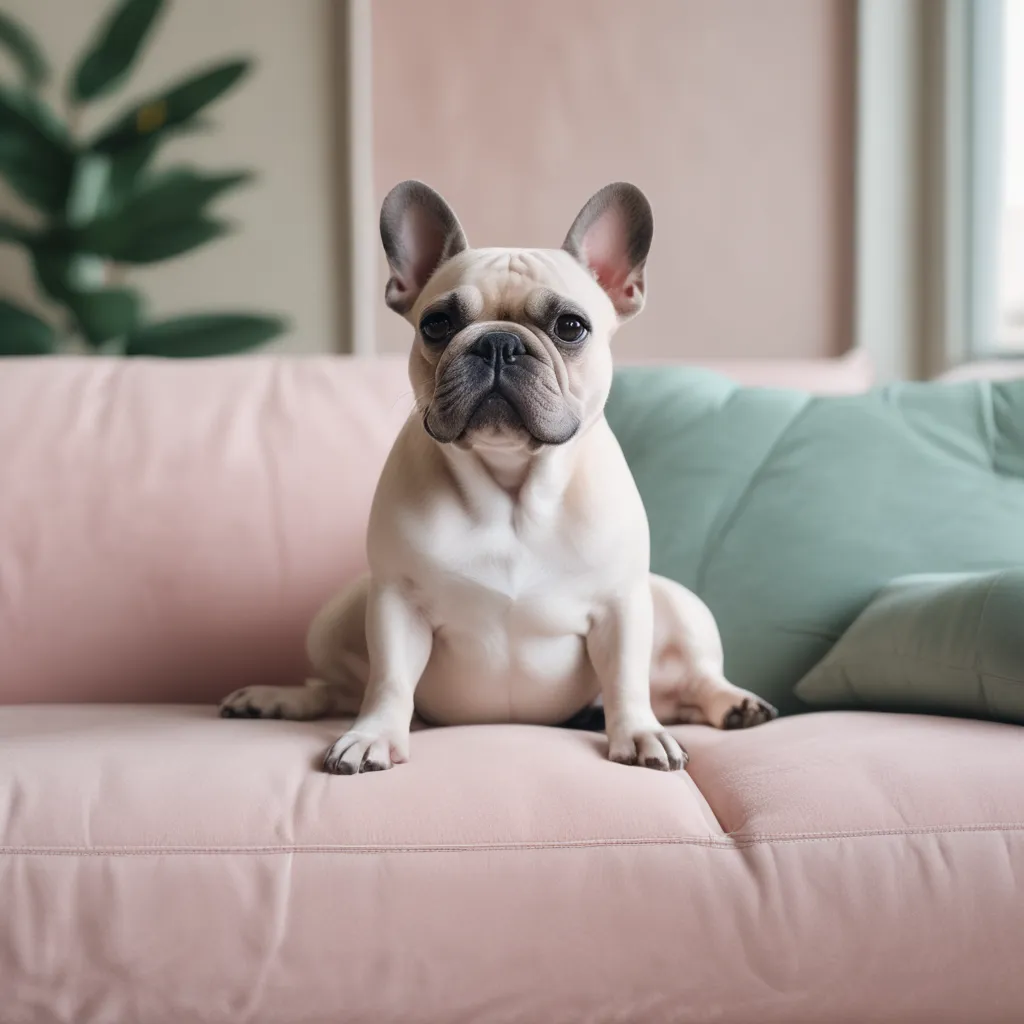 French Bulldog sitting on a couch