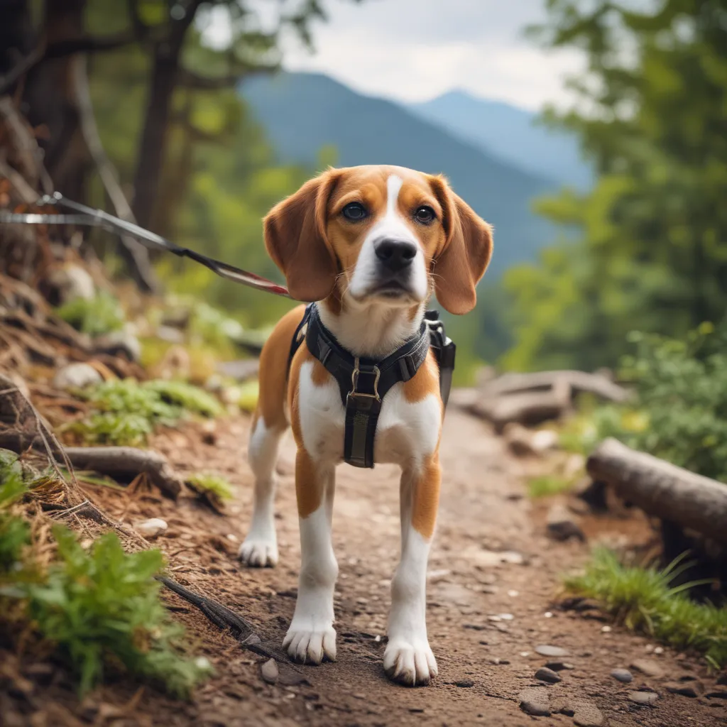 Beagle on a hike