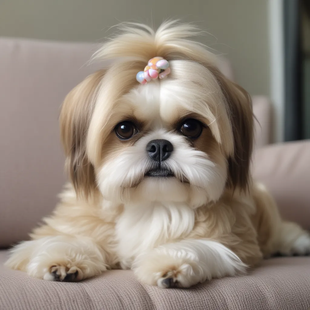 Shih Tzu dog sitting on a couch