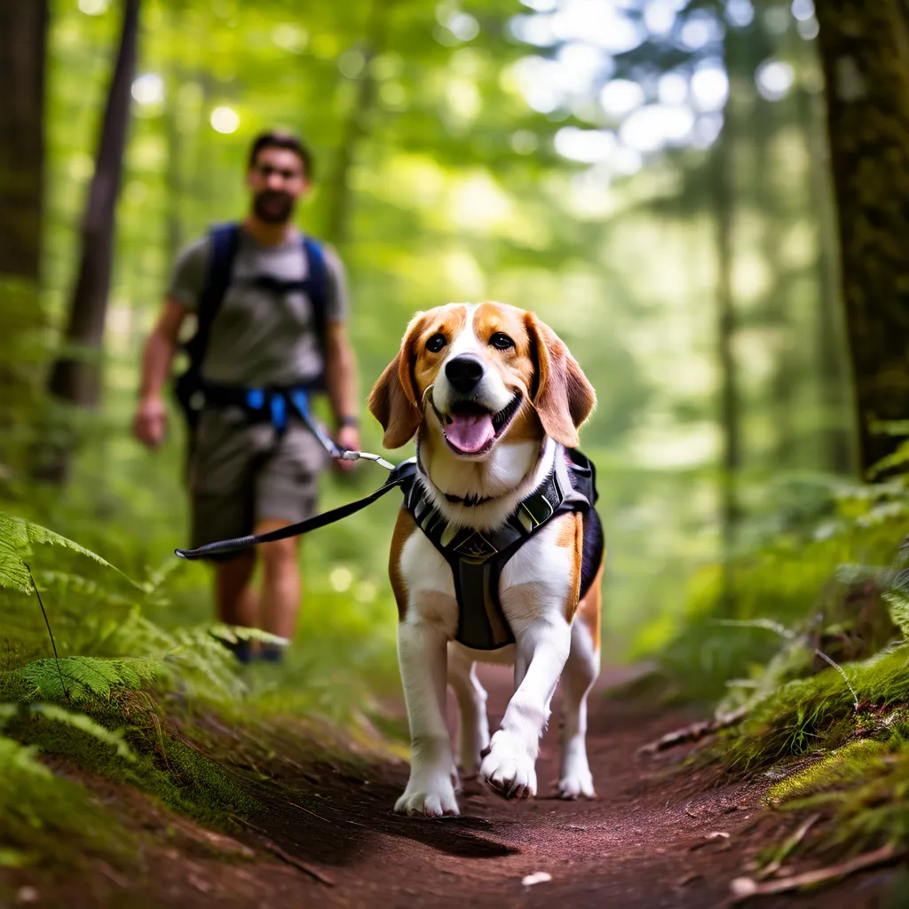 Beagle on a hike