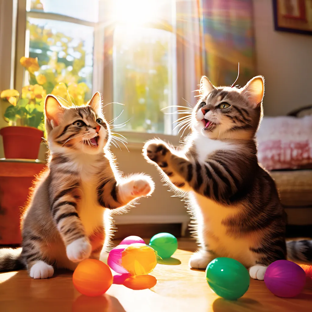 Two cats playing together