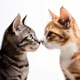 Two cats sniffing each other