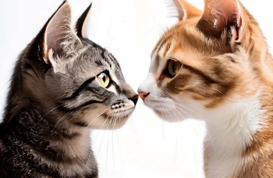 Two cats sniffing each other