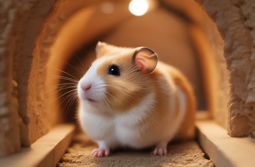 A Syrian hamster navigating a tunnel